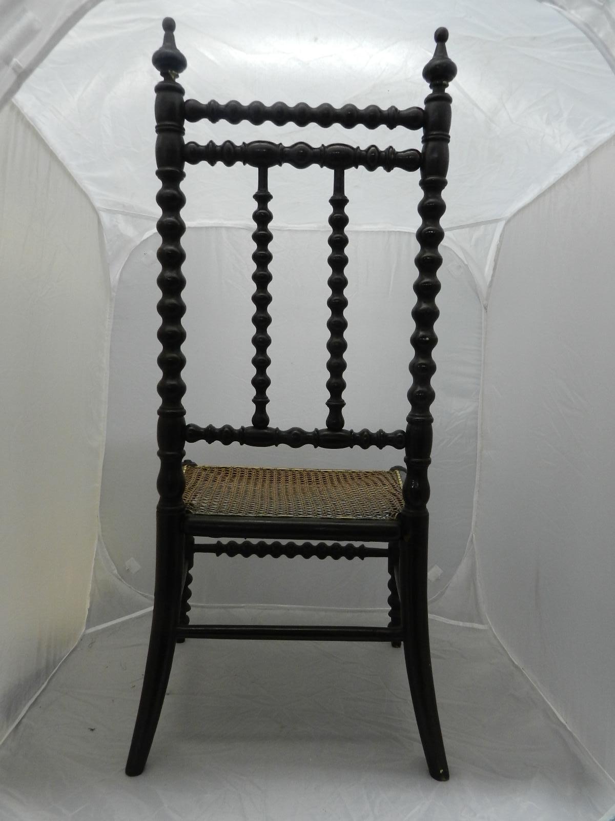 Wood French Childs Chair Caned and Bobbin Turned Chair, Late 19th Century