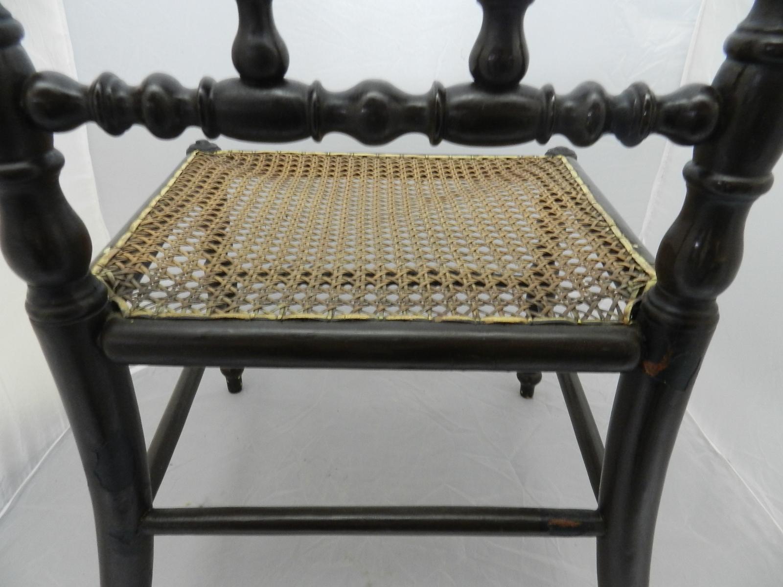 French Childs Chair Caned and Bobbin Turned Chair, Late 19th Century 1