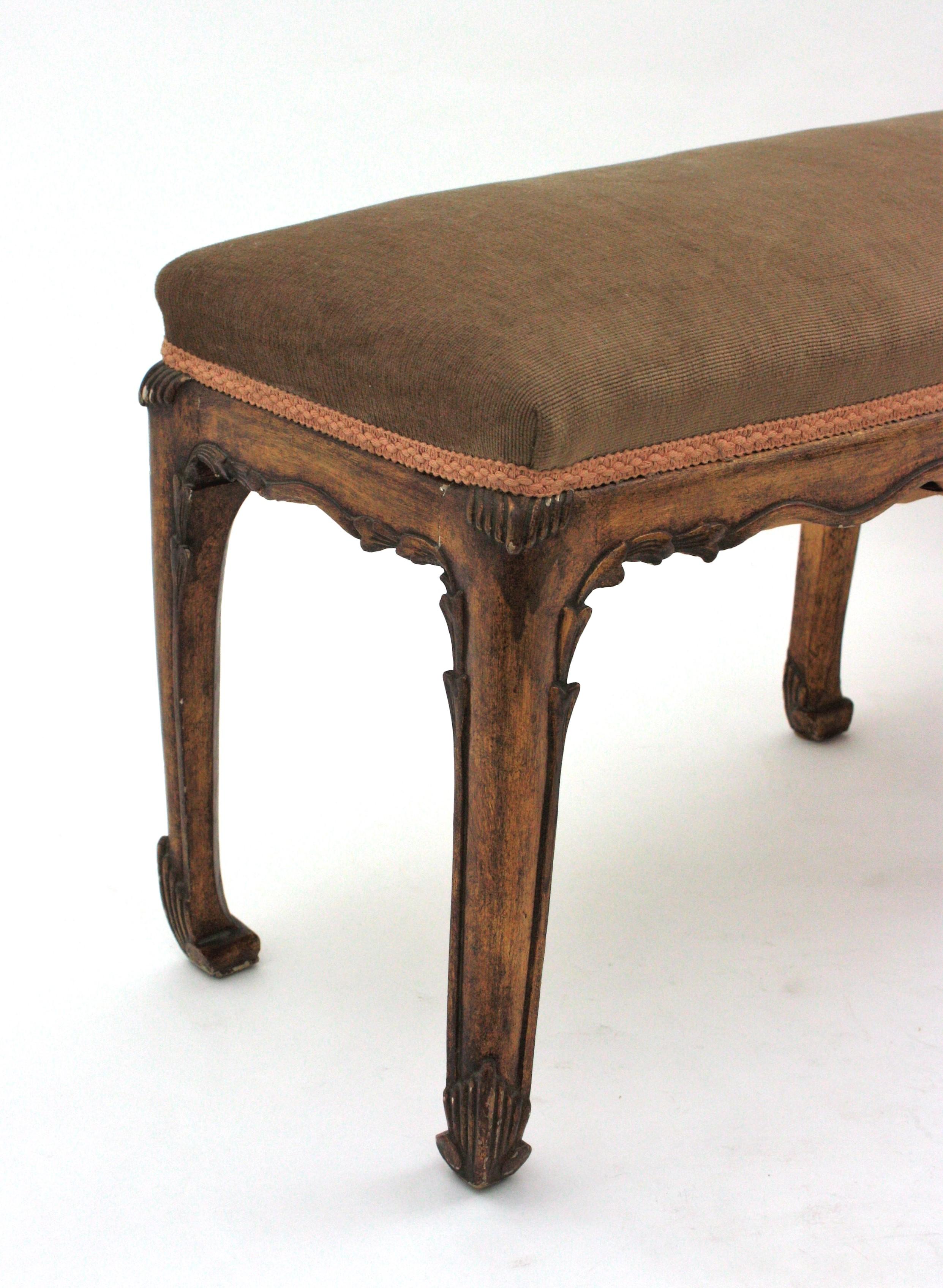 French Chinoiserie Art Deco Carved Giltwood Bench  9