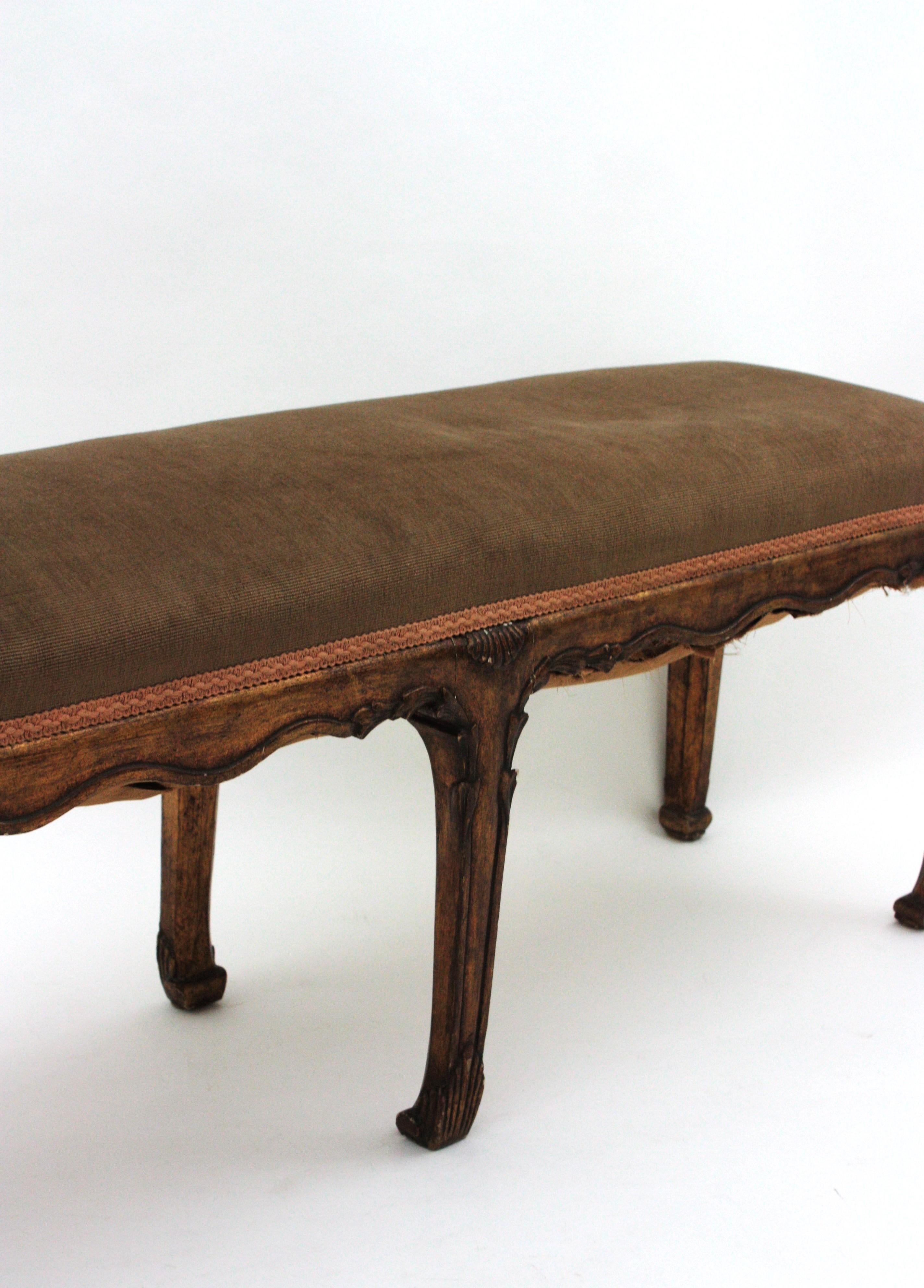 French Chinoiserie Art Deco Carved Giltwood Bench  11