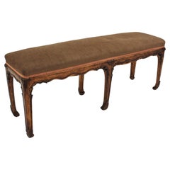 French Chinoiserie Art Deco Carved Giltwood Bench 