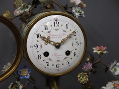 French Chinoiserie Brass and Porcelain Mantel Clock