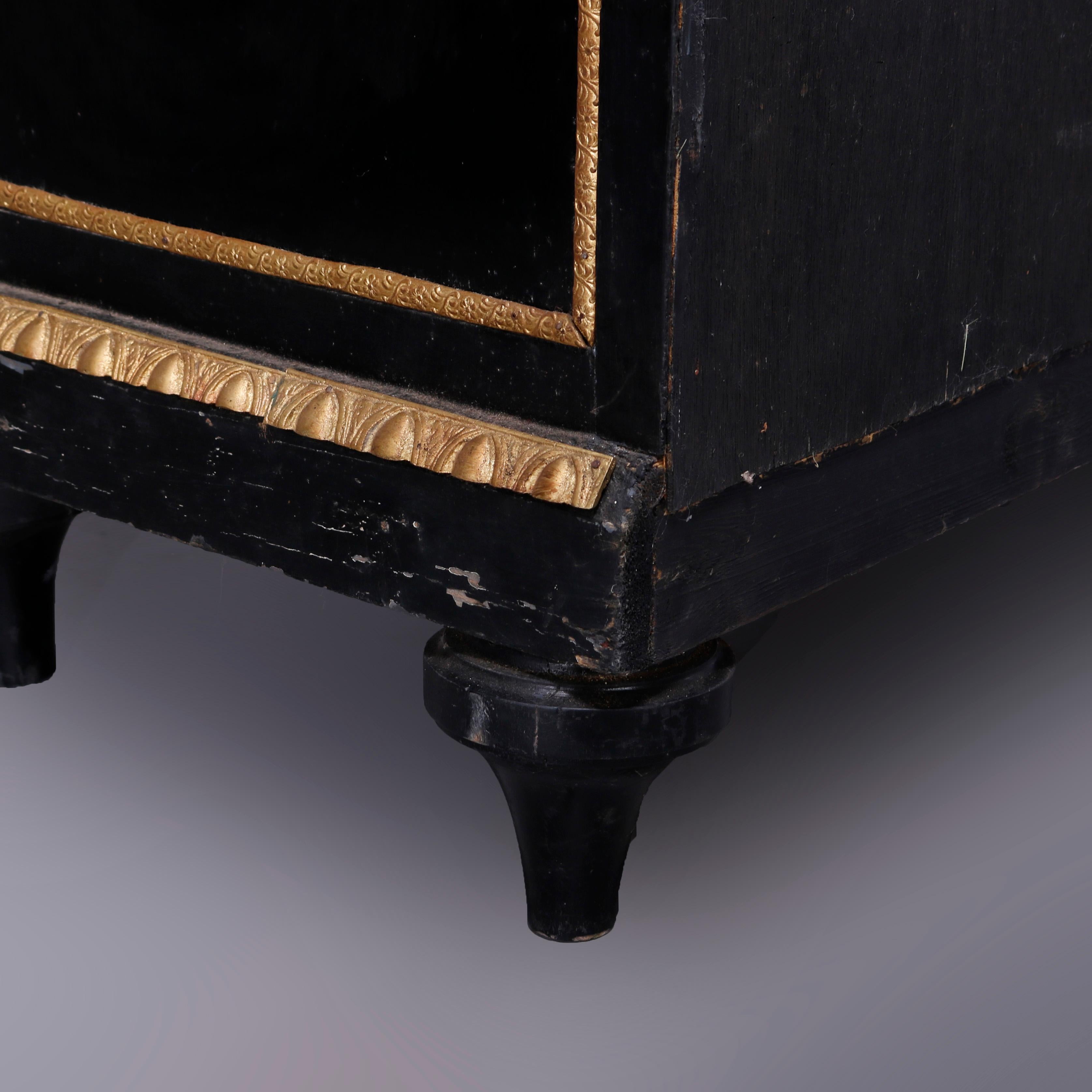 French Chinoiserie Decorated & Ebonized Marble Top Chest of Drawers, 20th C 7