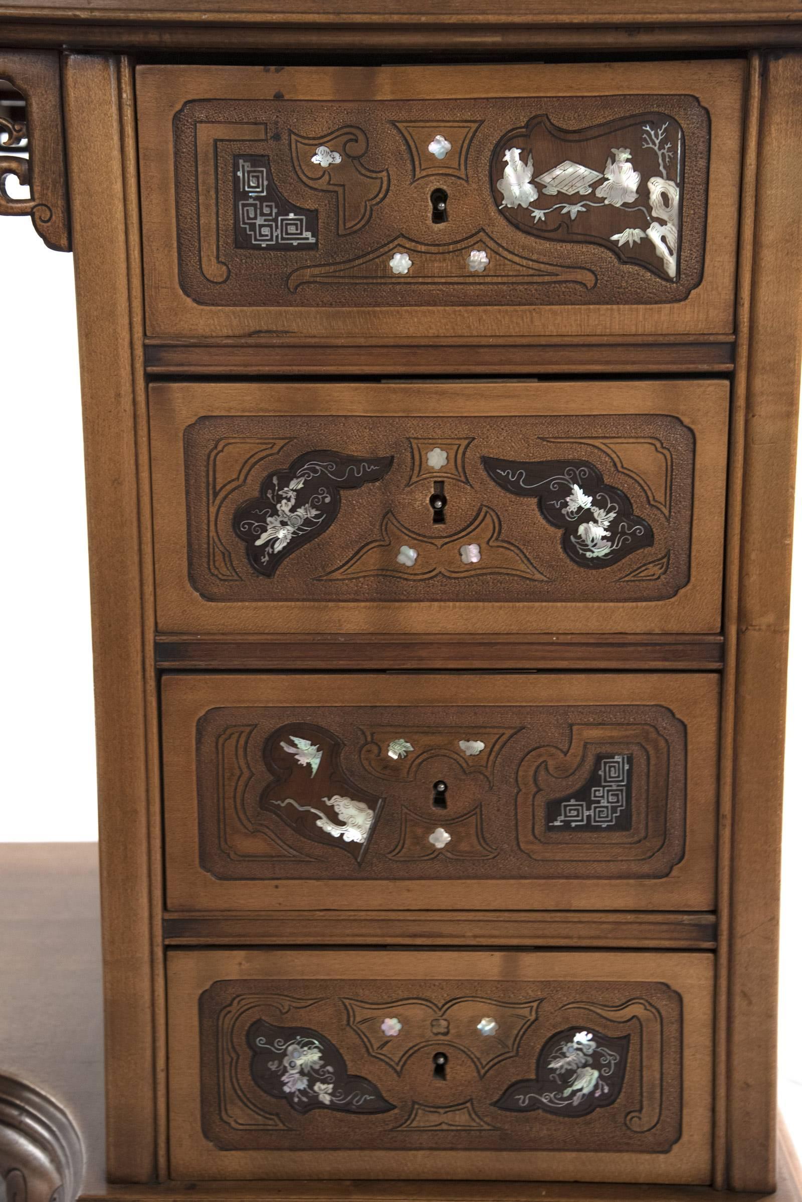 Mother-of-Pearl French Chinoiserie Desk after Gabriel Viardot