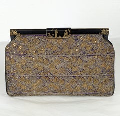 French Chinoiserie Enamel Embroidered Sequin Clutch