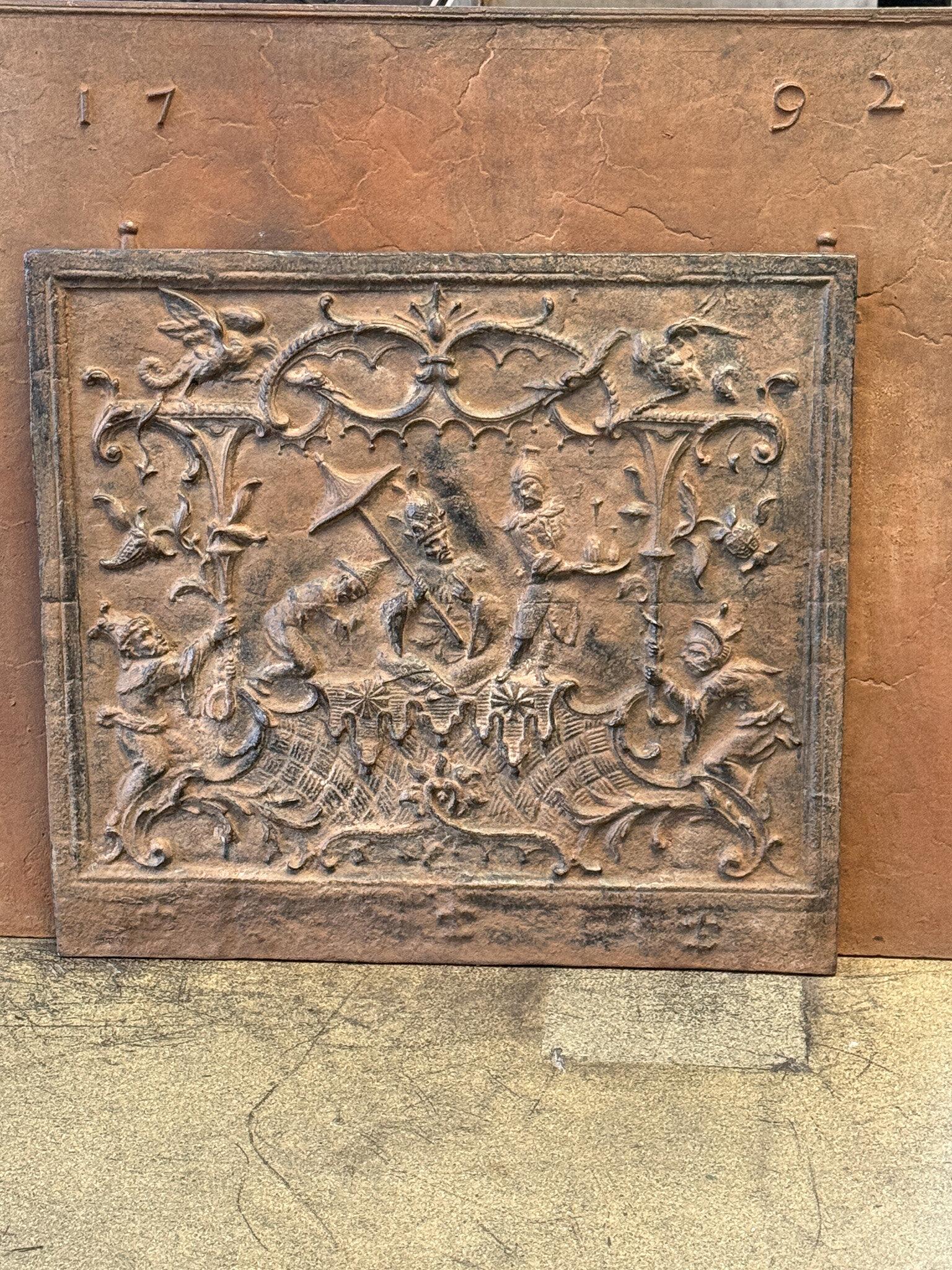 Cast French 'Chinoiserie' Fireback, 20th Century, Louis XV Style, Brown For Sale