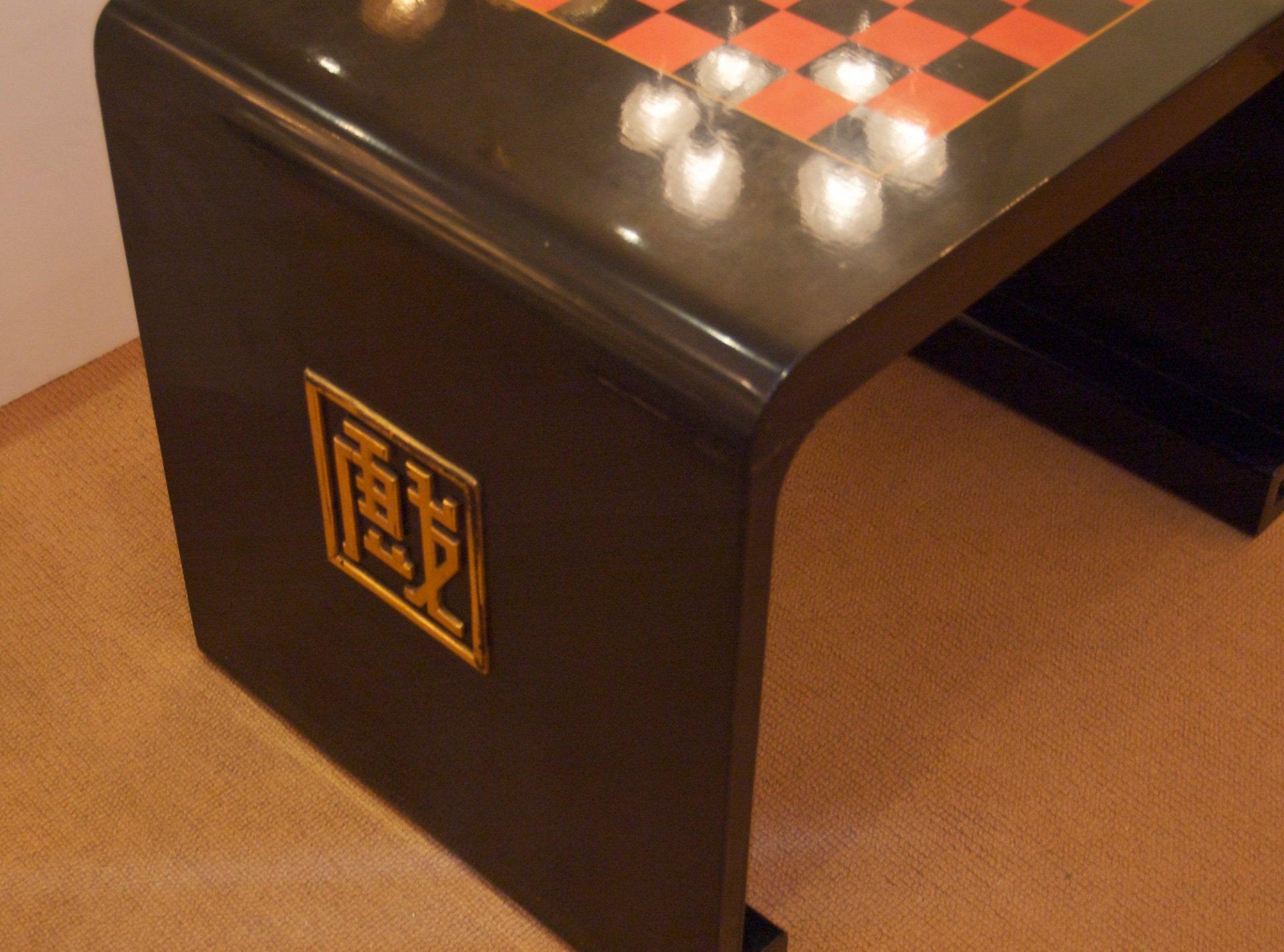French Chinoiserie Lacquer Game Table In Good Condition In Stamford, CT