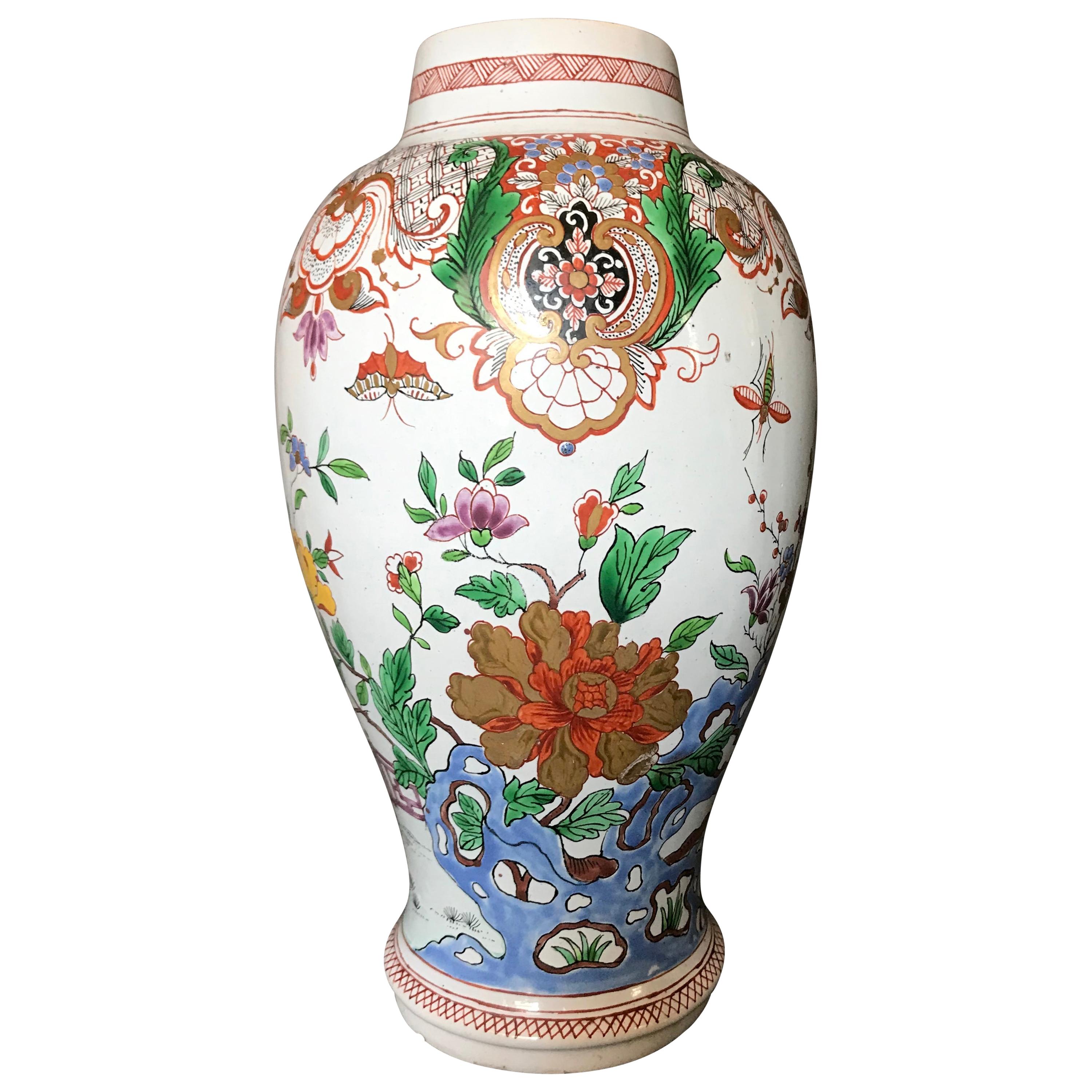 French Chinoiserie Faience Vase