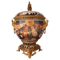 Vaso per potpourri e coperchio in bronzo dorato Edo Imari francese Chinoiserie Napoleone III