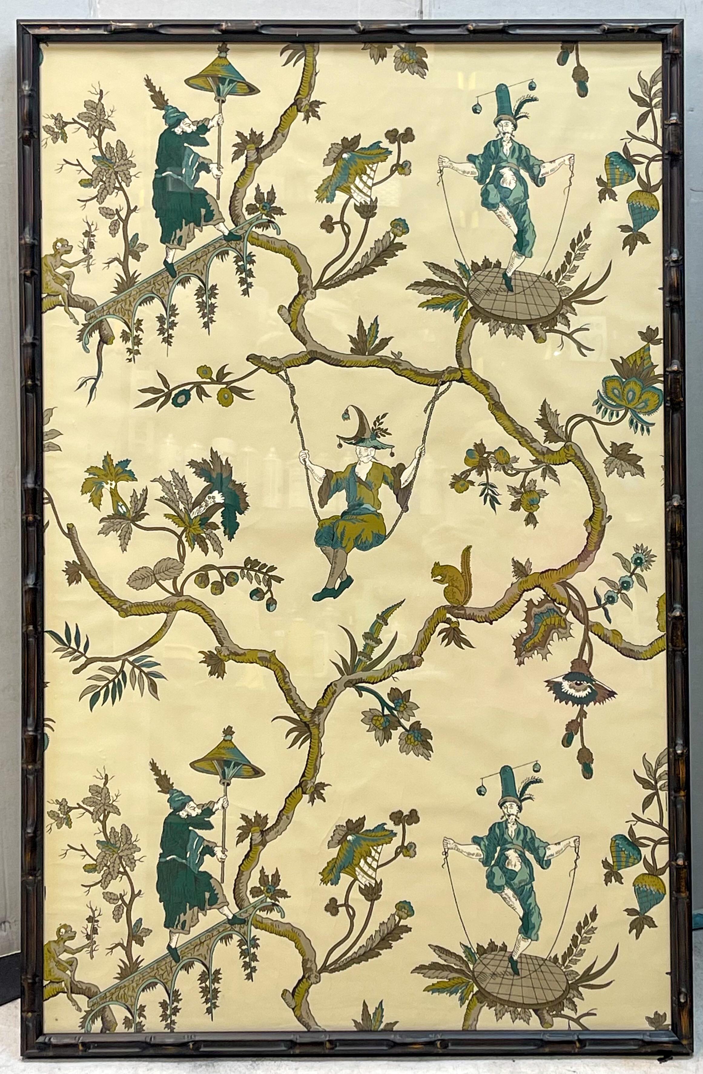 These are special! I had this wonderful roll of hand painted French chinoiserie wall paper by AL. Diament & Co. This is the country’s oldest design firm established in Philadelphia in 1855. They still produce wall paper today. I had these framed in