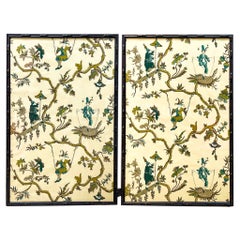 French Chinoiserie Panels by A.L. Diament & Co. in Faux Bamboo Frames, S/2