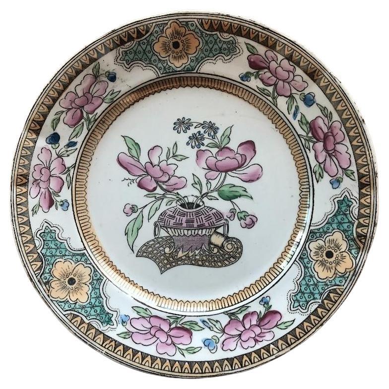 French Chinoiserie Plate Keller & Guerin Luneville, circa 1900 For Sale