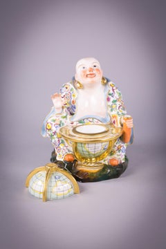 French Chinoiserie Porcelain Figural Inkstand, Jacob Petit, circa 1840