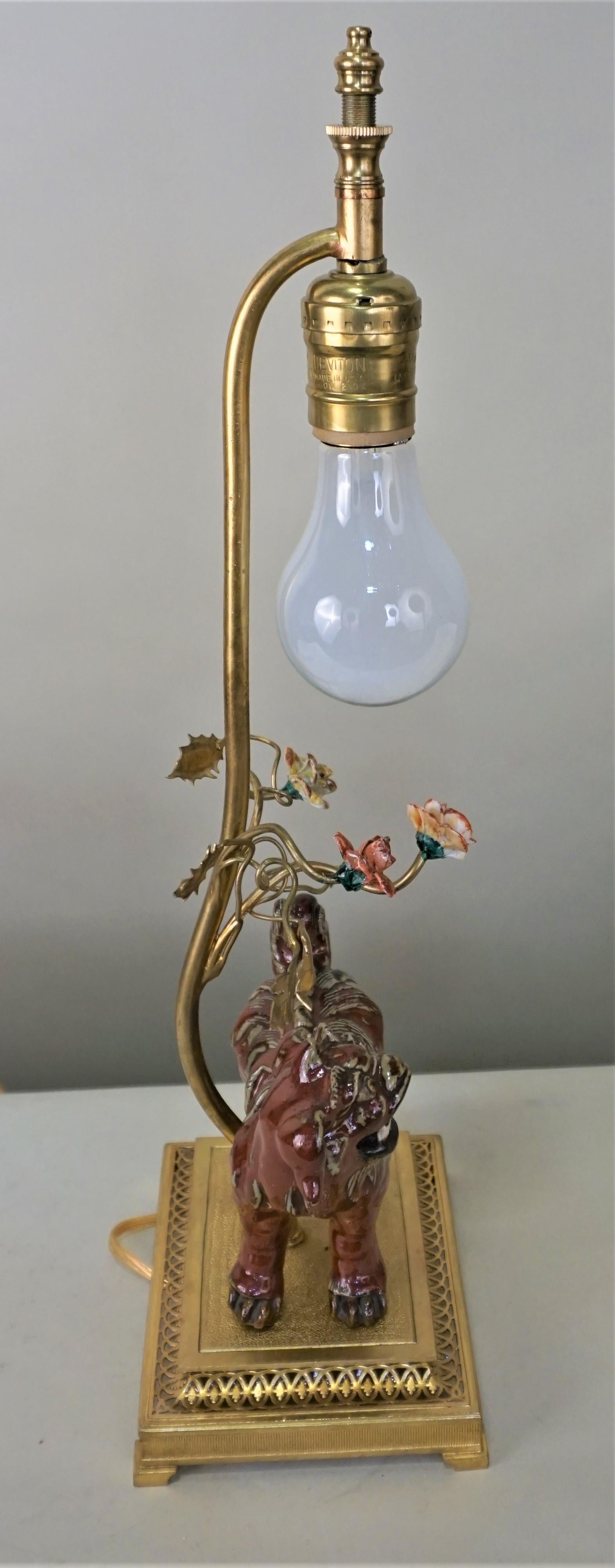French Chinoiserie Porcelain Foo Dog Table Lamp 1