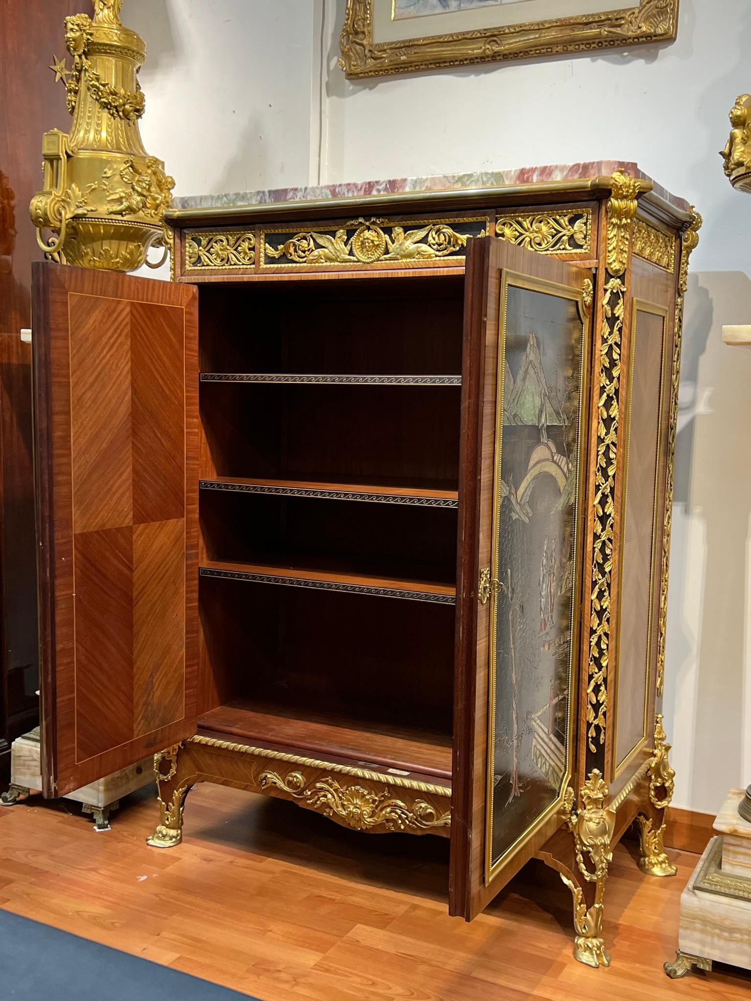 French Chinoiserie Side Cabinet in Louis XVI Style with Coromandel Panels c1900 9