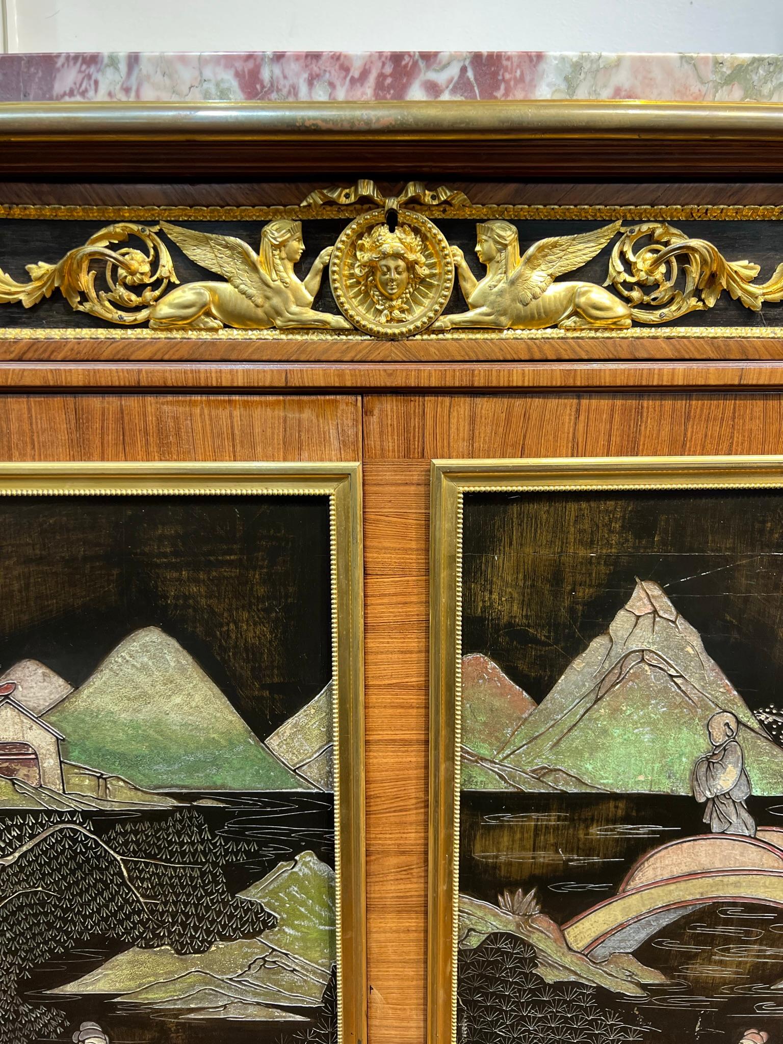 French Chinoiserie Side Cabinet in Louis XVI Style with Coromandel Panels c1900 2