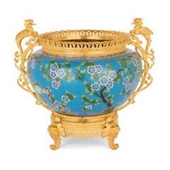 French Chinoiserie-Style Cloisonné Enamel and Ormolu Jardinière