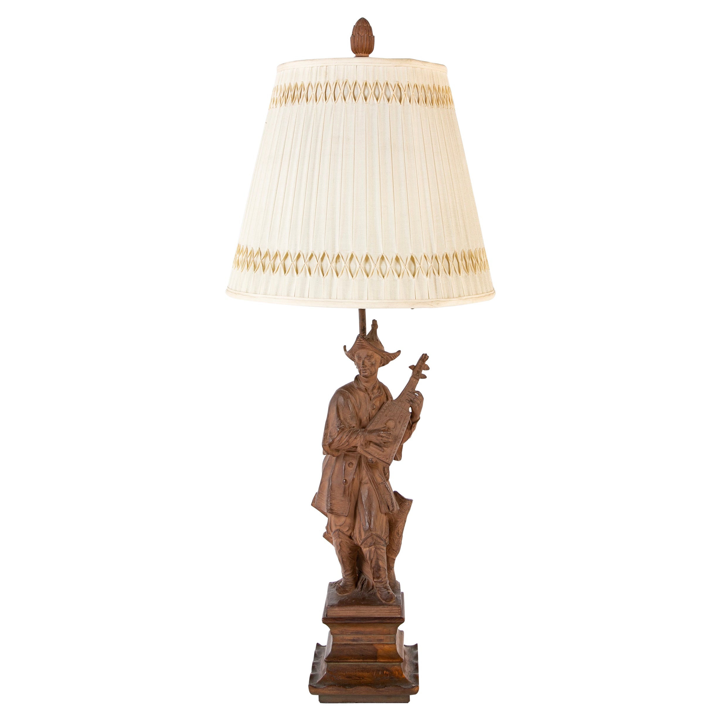 French Chinoiserie Style Terracotta Musician Mounted as Lamp