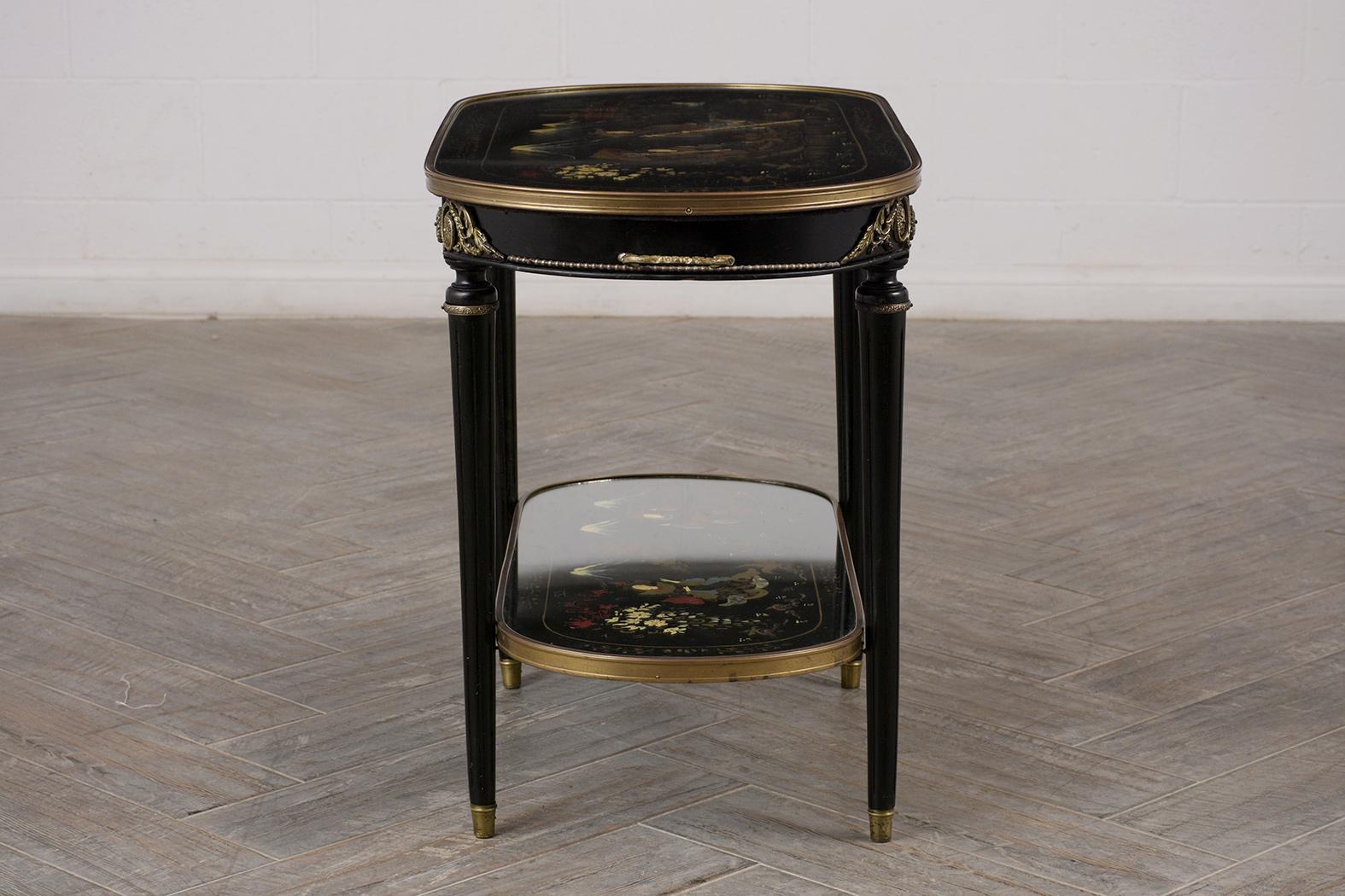 Carved French Chinossiere Style Two-Tier Side Table