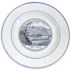 French Choisy Plate with Railway Scene- Train on Paris-Orleans Line, circa 1850