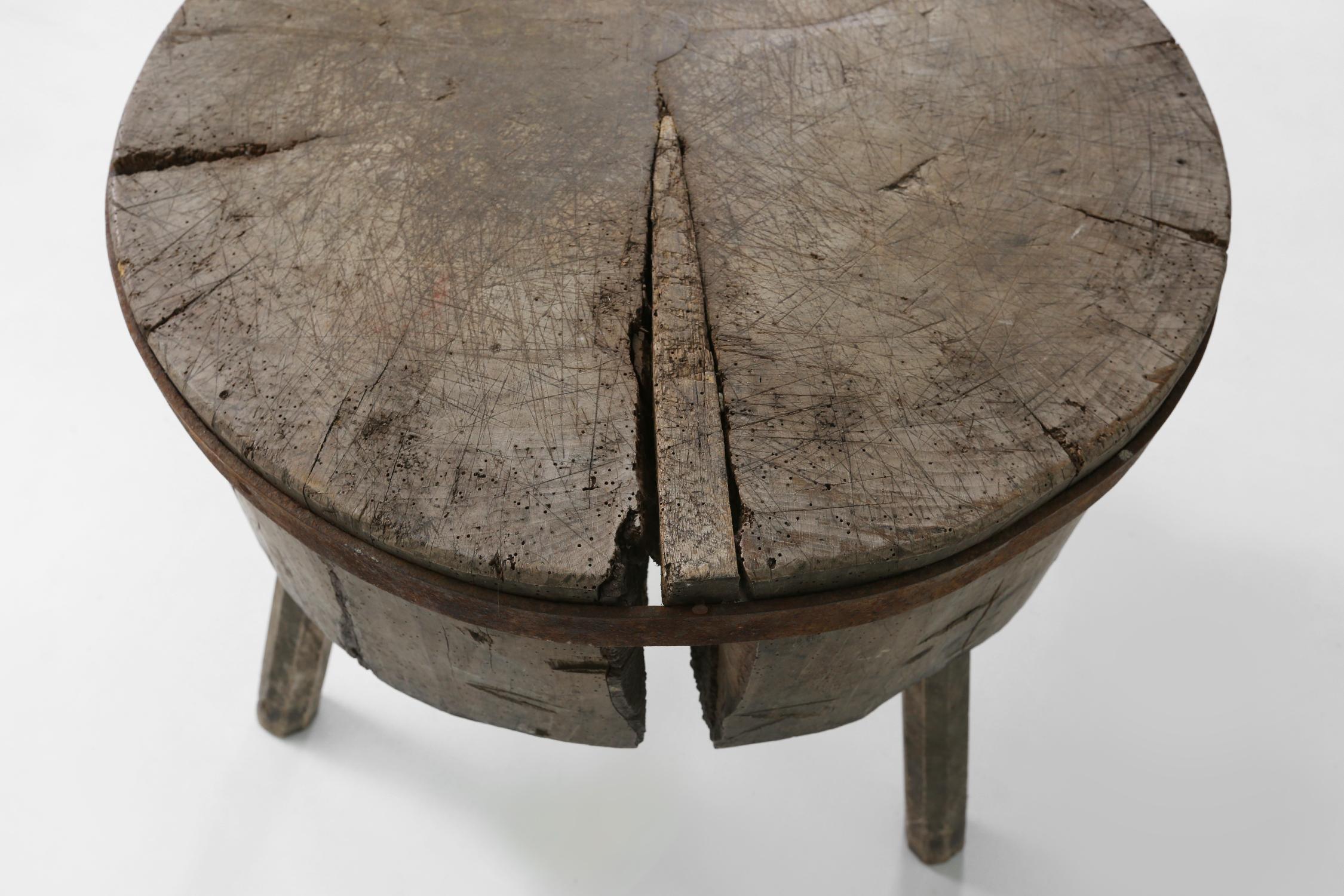 Metal French Chopping Block Table, circa 1920 For Sale