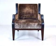 French Christian Liaigre for Holly Hunt Brown Leather & Velvet Chair