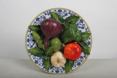 French Christine Viennet Handcrafted Ceramic Trompe L'Oeil Vegetable Plate 10"