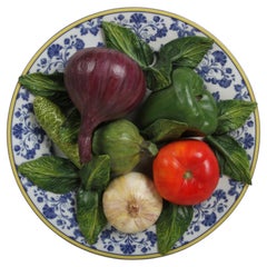 French Christine Viennet Handcrafted Ceramic Trompe L'Oeil Vegetable Plate 10"