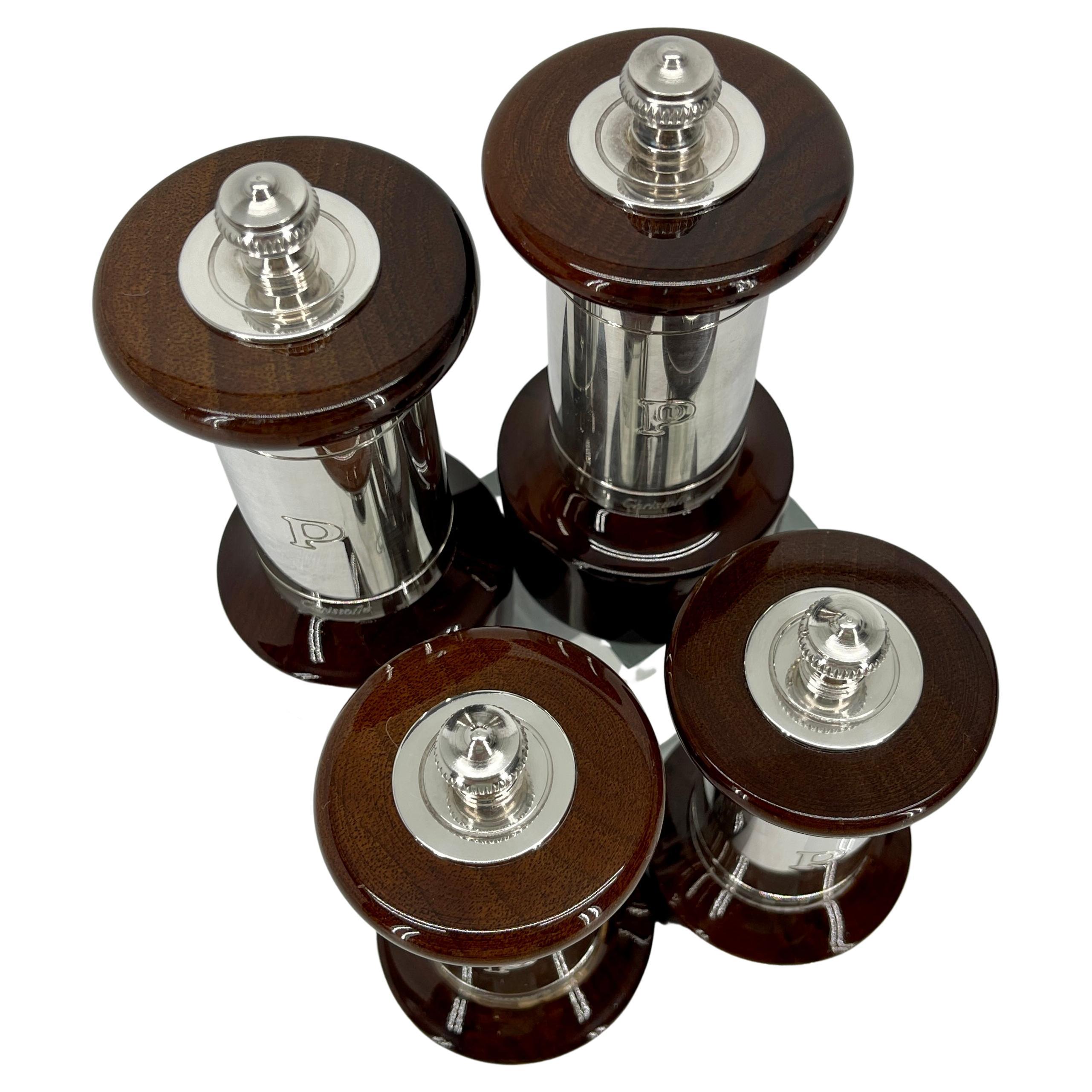Hand-Crafted French Christofle Pepper Mills, Set of Four