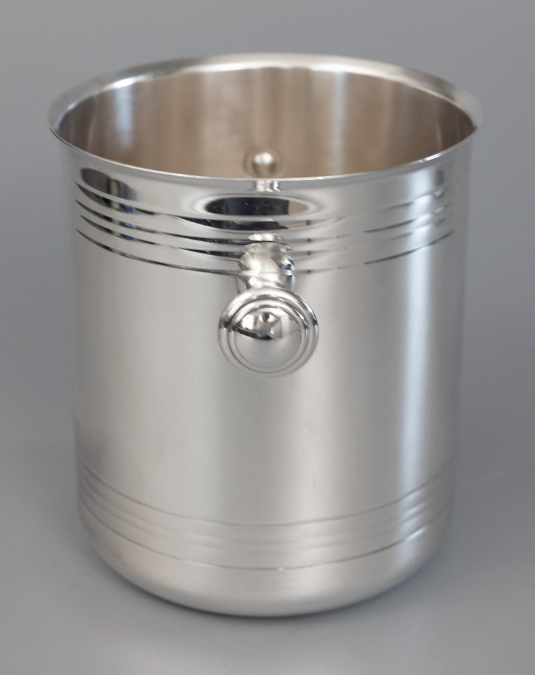 French Christofle Silver Plate Champagne Ice Bucket, circa 1960 In Good Condition For Sale In Pearland, TX