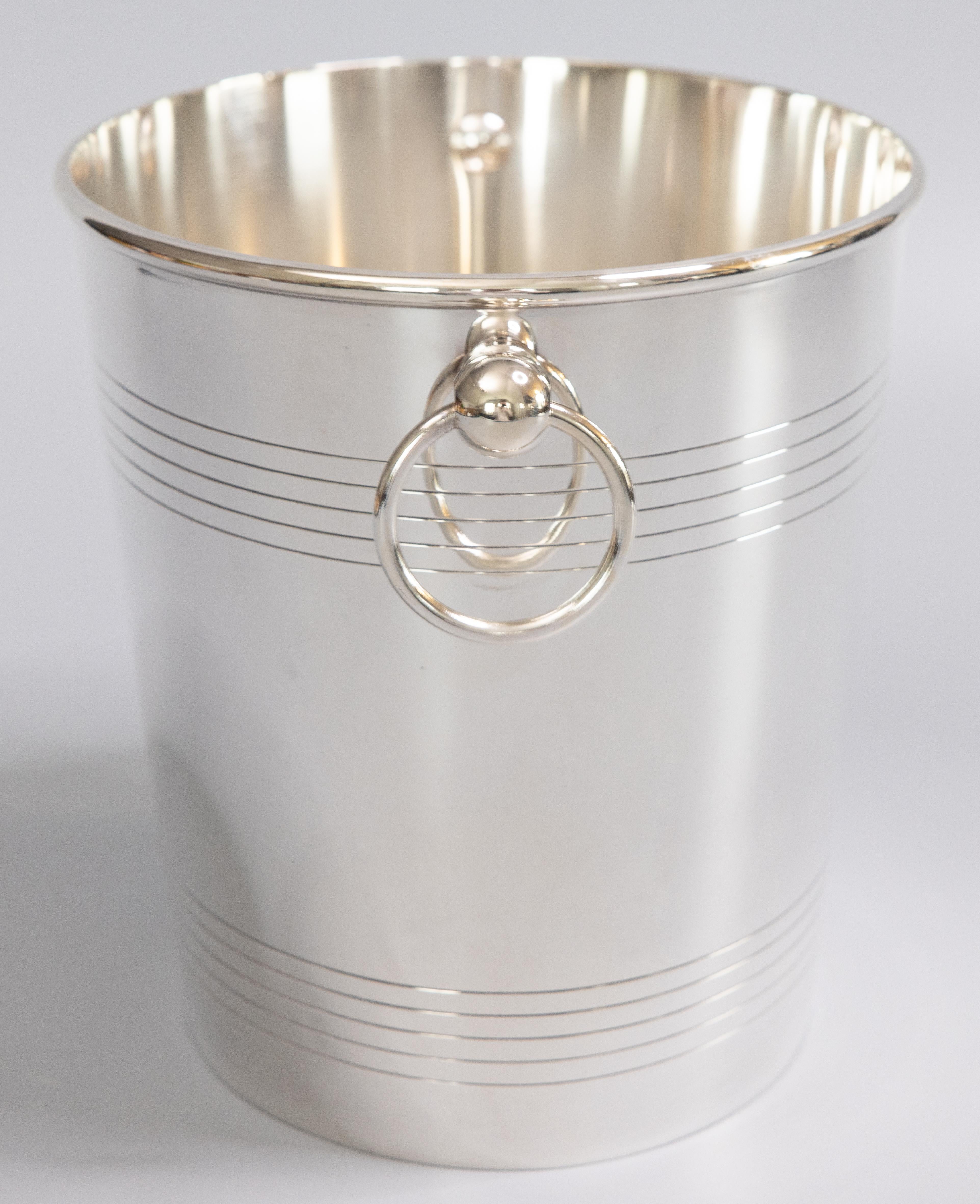 French Christofle Silver Plate Double Champagne Ice Bucket Wine Cooler In Good Condition In Pearland, TX