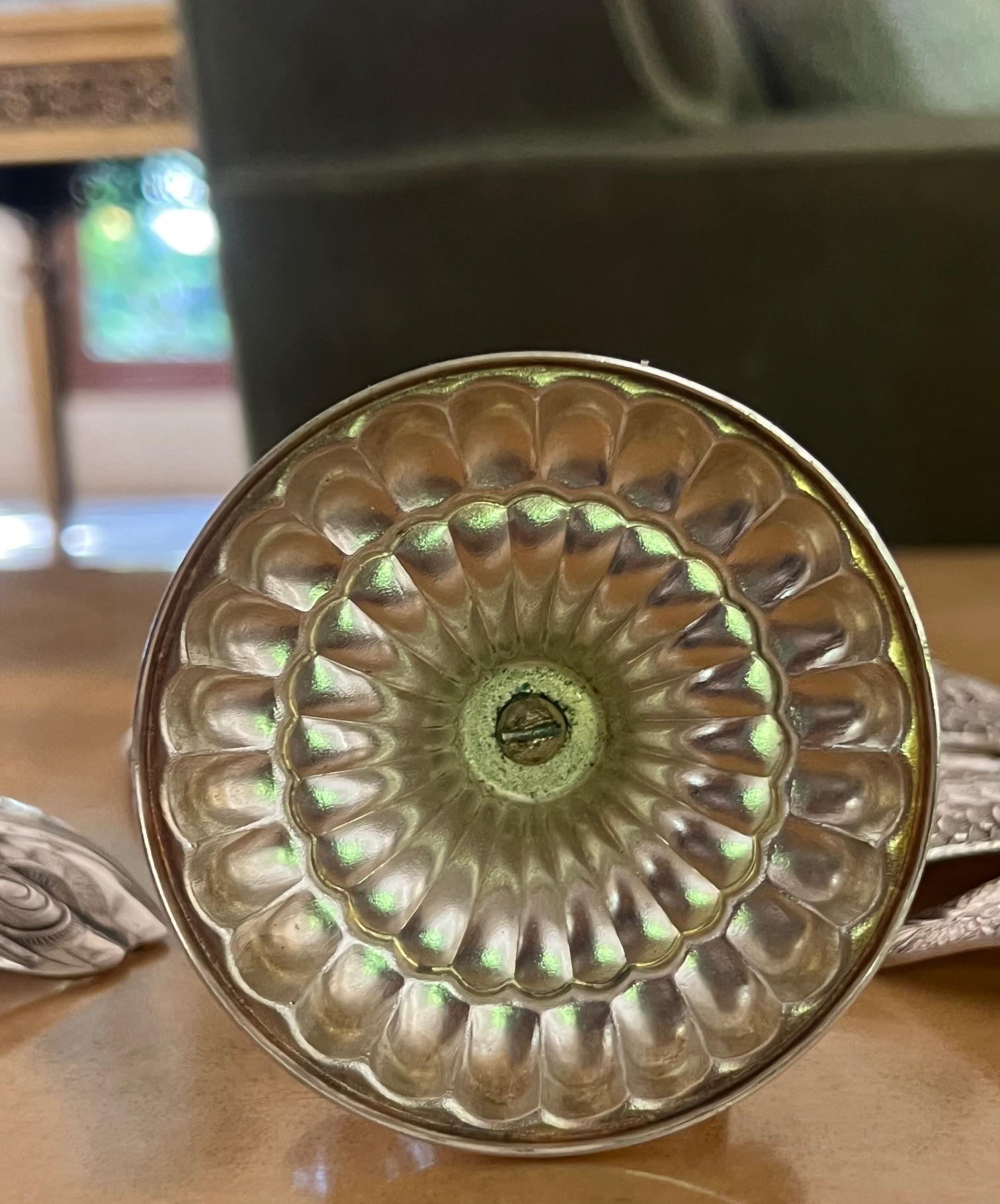 French Christofle Silver Plated ‘Caviar Flower’ Spoon Serving Set, c. 1960's For Sale 8