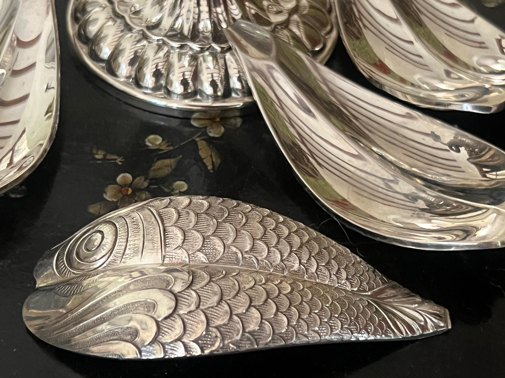 French Christofle Silver Plated ‘Caviar Flower’ Spoon Serving Set, c. 1960's For Sale 1
