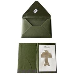 French Christofle Silver Plated Dove Book Page Marker with Case & Envelope, New