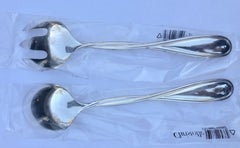 French Christofle Silver Plated Galea, Salad Set of a Serving Fork and Spoon