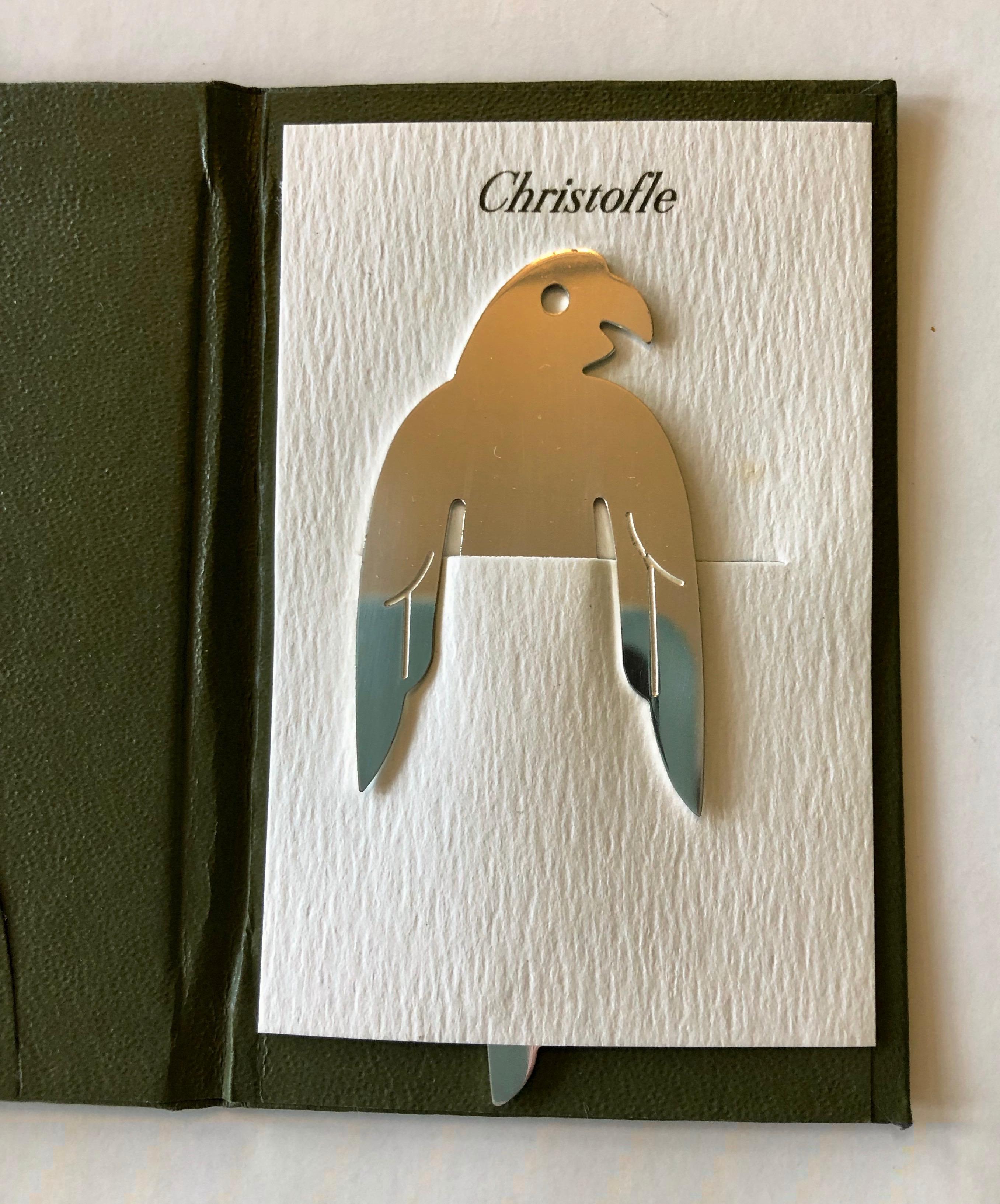 This is a wonderful French Christofle silver plated parrot book page marker. It is new, never used and comes with it's case and envelope. (