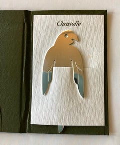 French Christofle Silver Plated Parrot Book Page Marker with Case, New