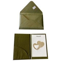 French Christofle Silver Plated Two Hearts Book Page Marker with Case, New