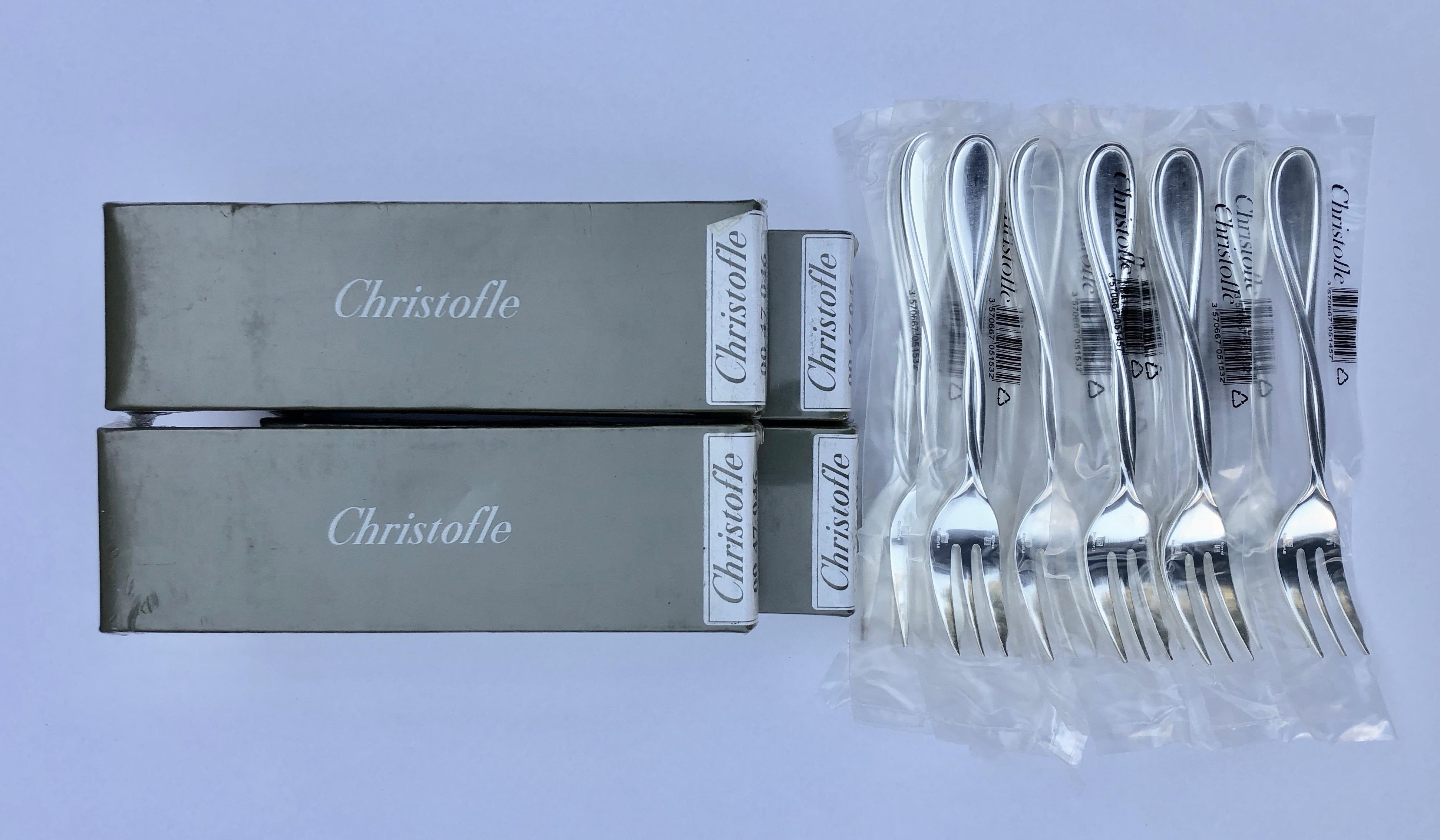 20th Century French Christofle Silver Plated Galea Pastry and Ice Cream Set of 62 New Pieces For Sale