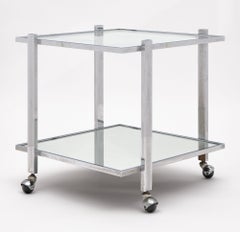 Tavolino francese in vetro e cromo