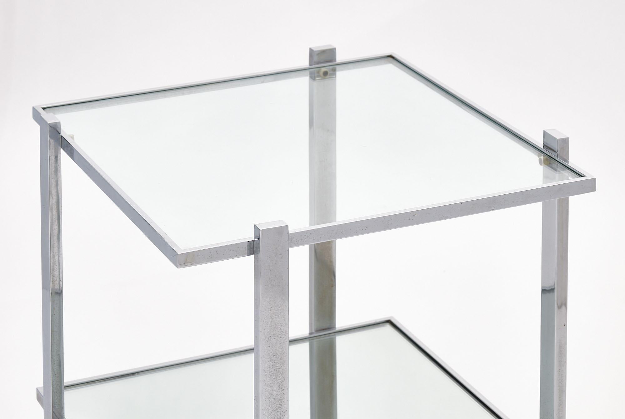 French Chrome and Glass Side Table For Sale 1