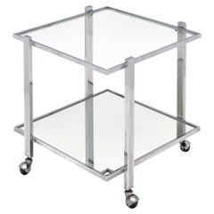 Französischer Beistelltisch aus Chrom und Glas