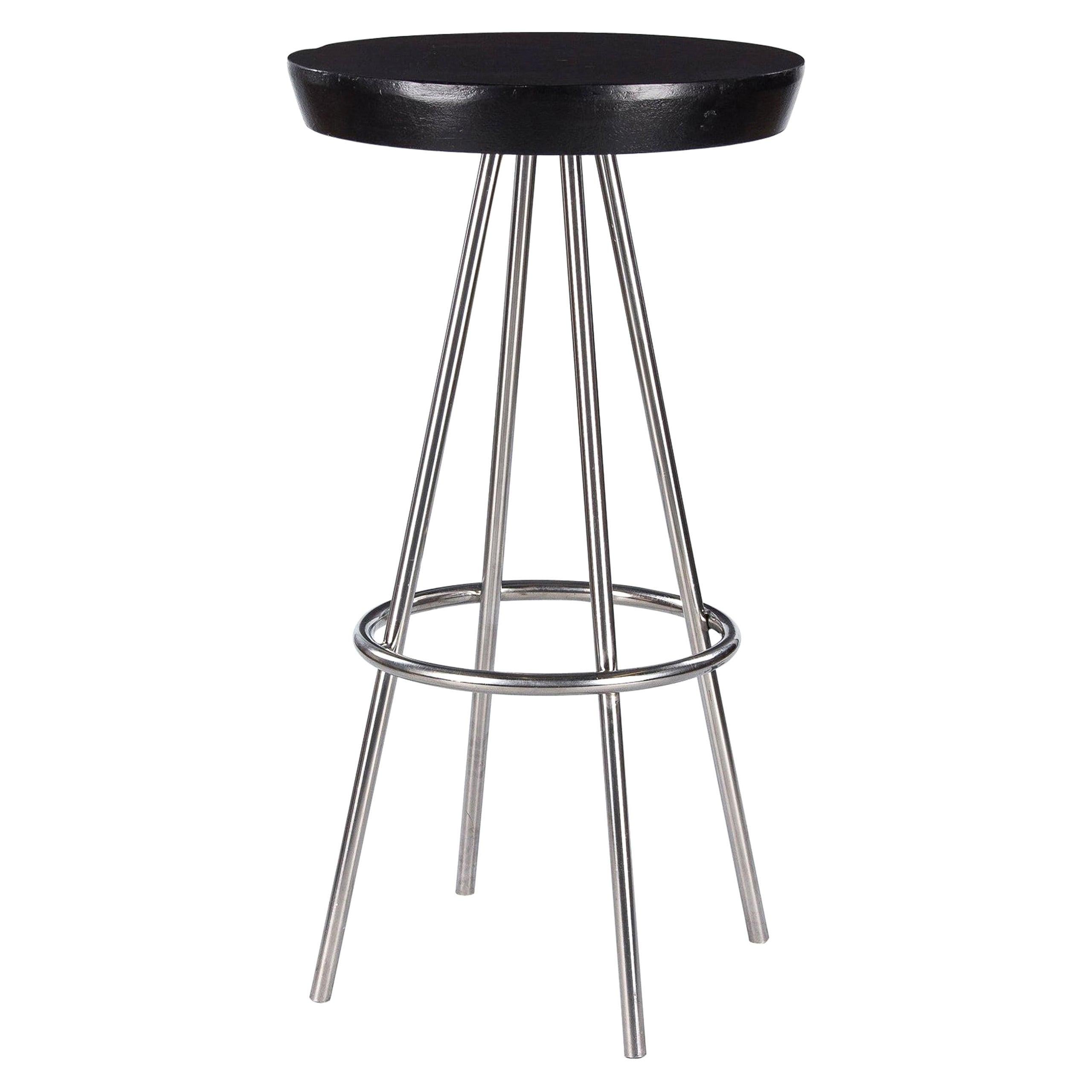 French Chrome Base Round "Mange Debout" Tall Bistro Table, 1970s For Sale