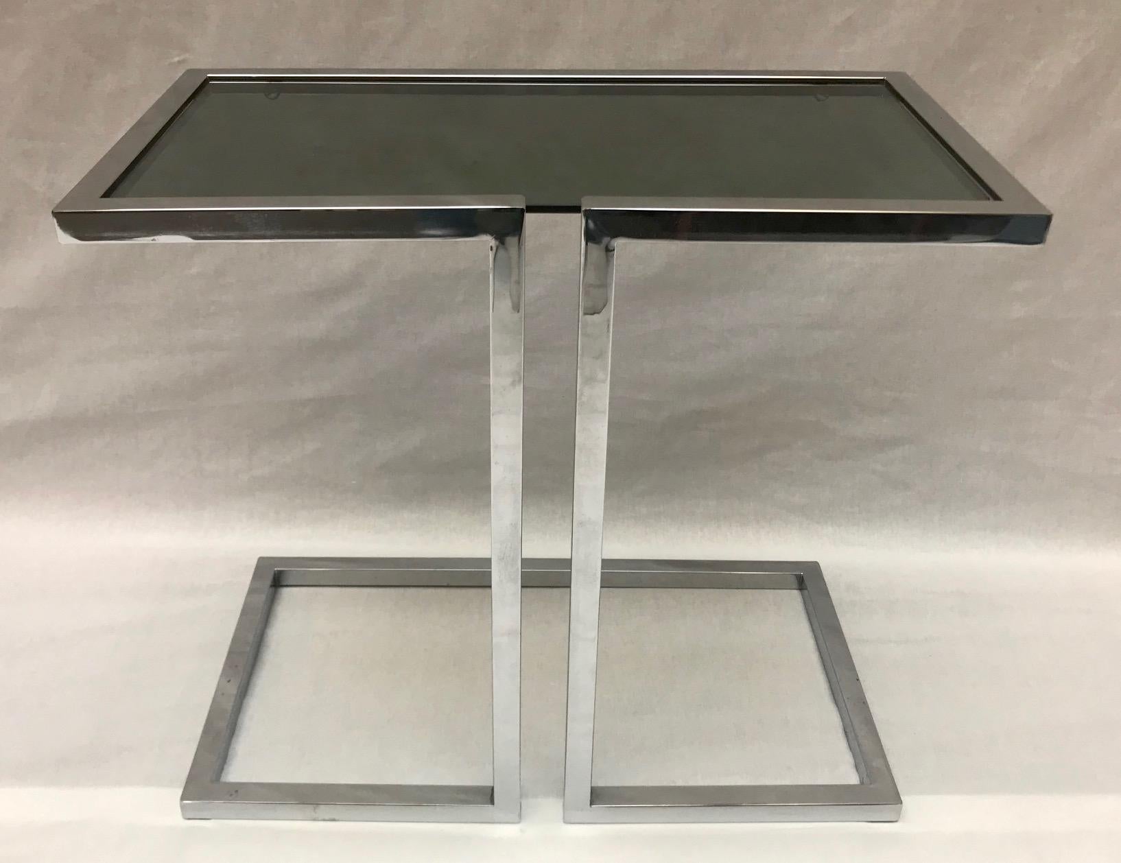 Smoked Glass French Chrome Console For Sale