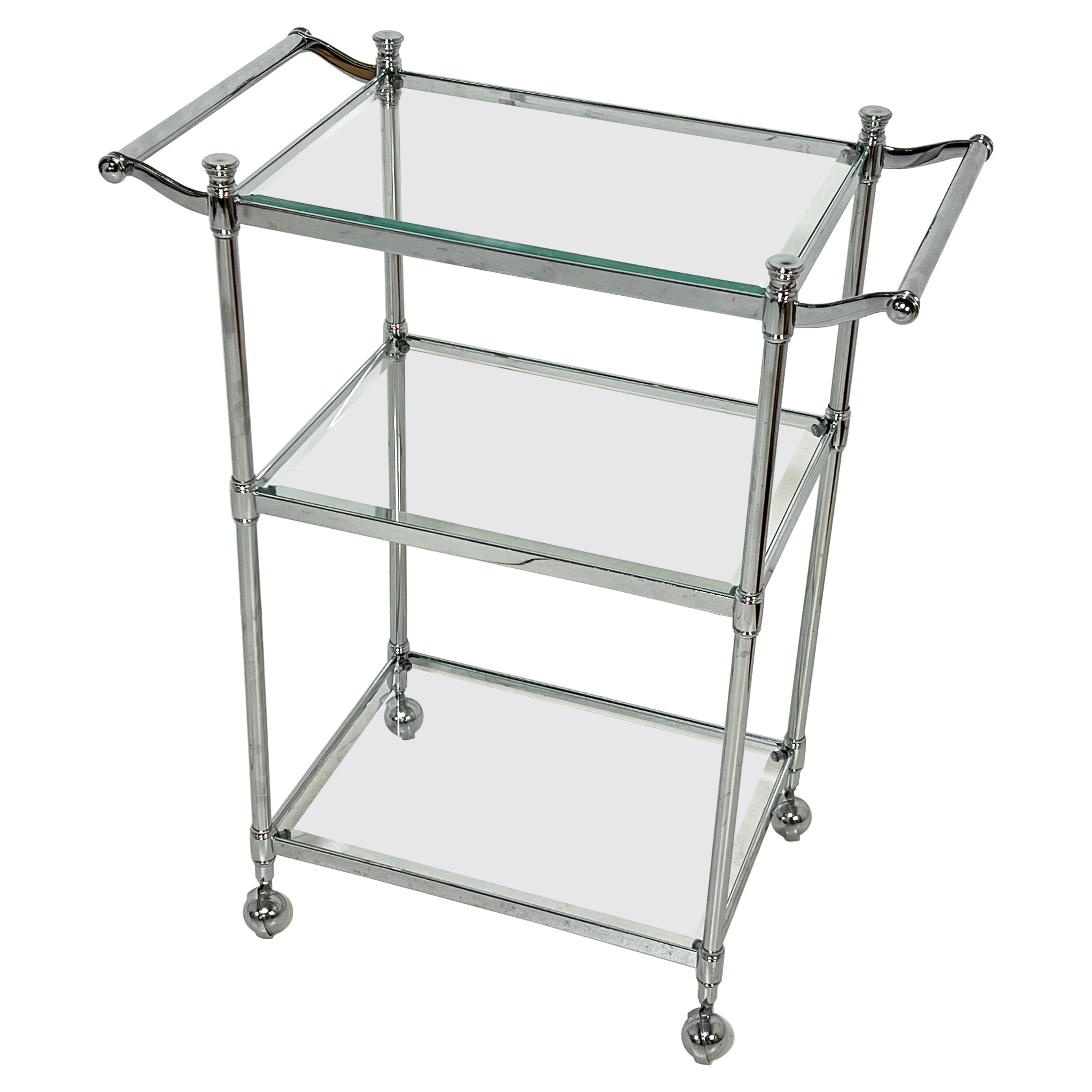 French Chrome Drinks Trolley / Serving Cart Circa 1970s For Sale