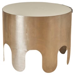 French Chrome Side Table with a Scalloped Base