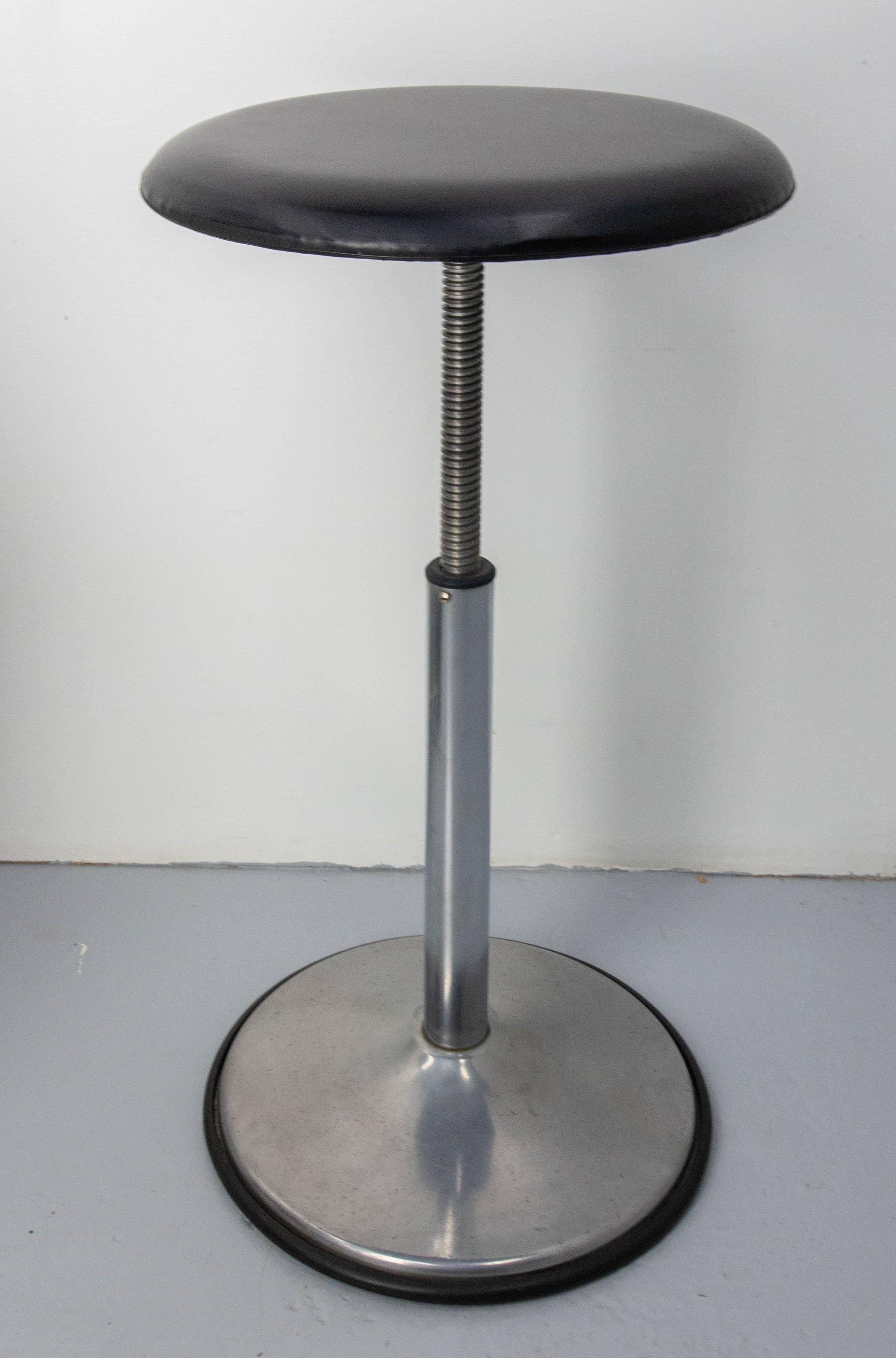 Mid-Century Modern French Chrome Skai Height Adjustable Stool, circa 1950 For Sale