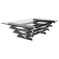 French Chrome Tubular Stacked Coffee Table, 1970s