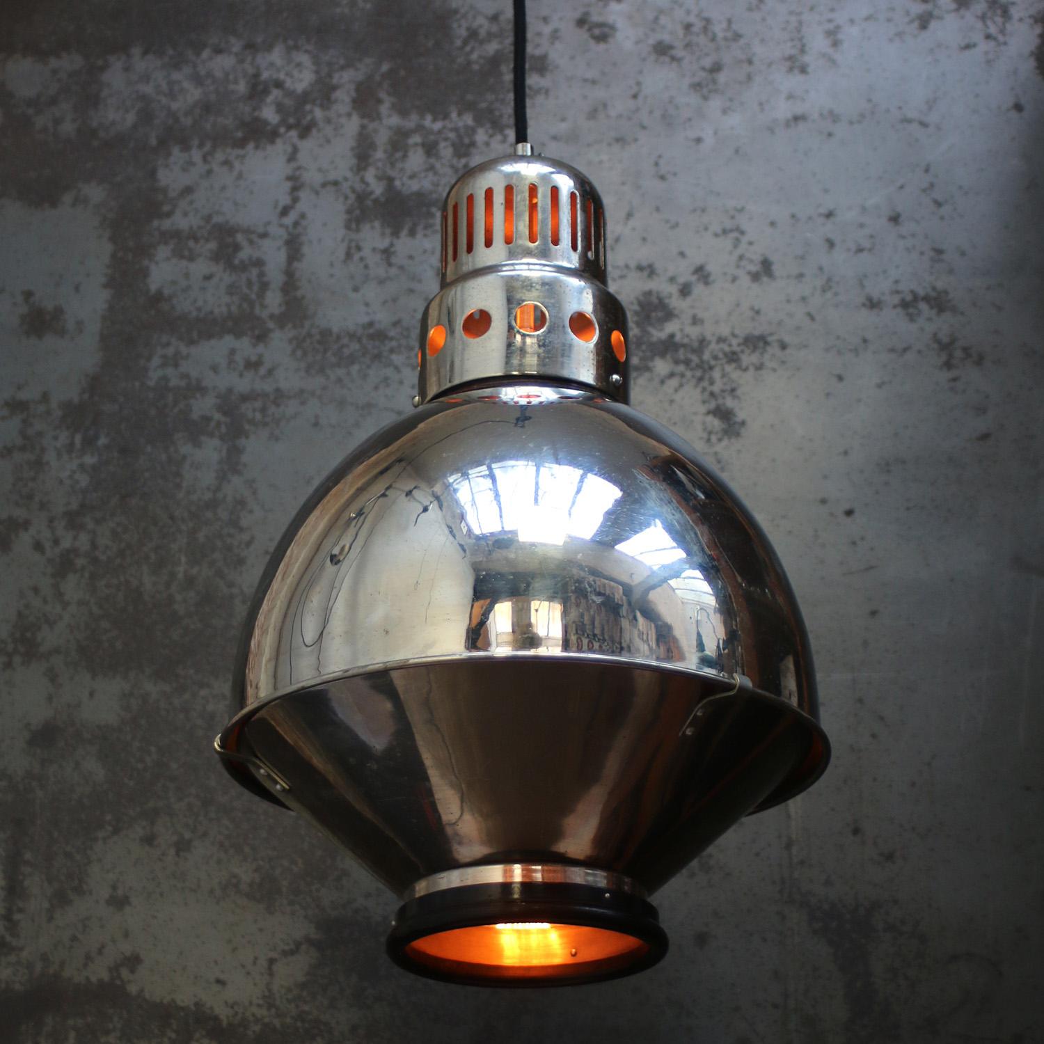 Industrial French Chrome Vintage Medical Metal Pendant Light For Sale