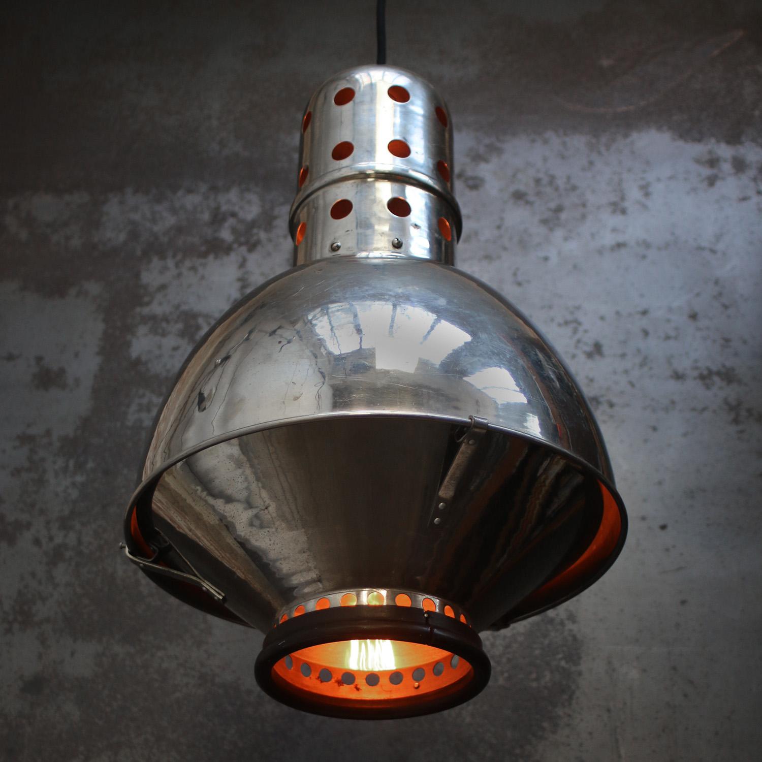 Industrial French Chrome Vintage Medical Metal Pendant Light For Sale